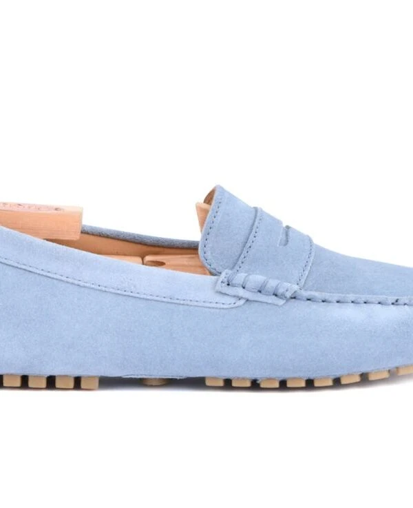 Mocassin été Homme Cuir Velours Bleu Ciel - FERGUSON