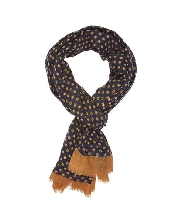 Écharpe Laine Motif Navy Et Fauve