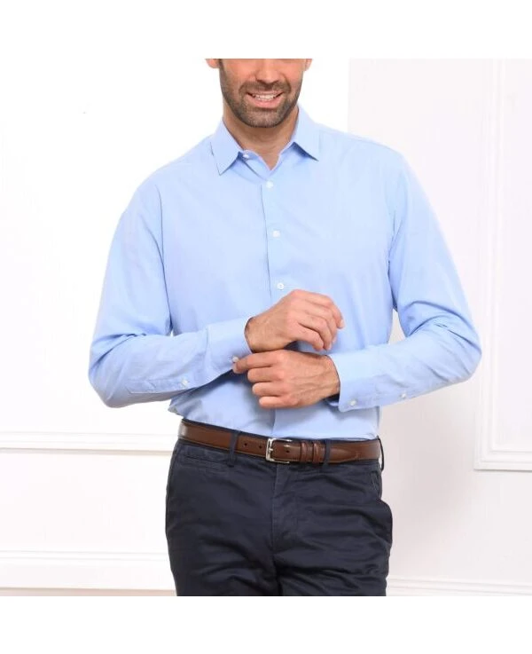 Chemise Bleue 100% Coton - Col Français - MAXIME CLASSIC
