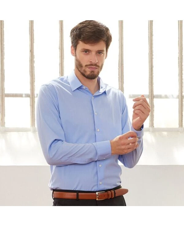 Chemise Bleu Ciel 100% Coton - Col Français - MAXIME CLASSIC