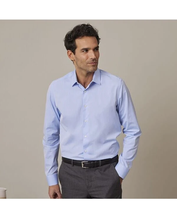 Chemise Bleu Coton - Col Français - LOUIS CLASSIC