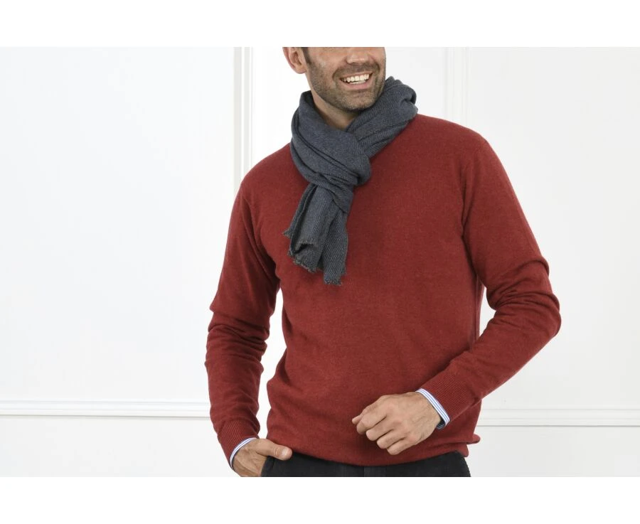 Écharpe Laine Et Cachemire Chevrons Bleu Chiné 1 Écharpe Laine Et Cachemire Chevrons Bleu Chiné