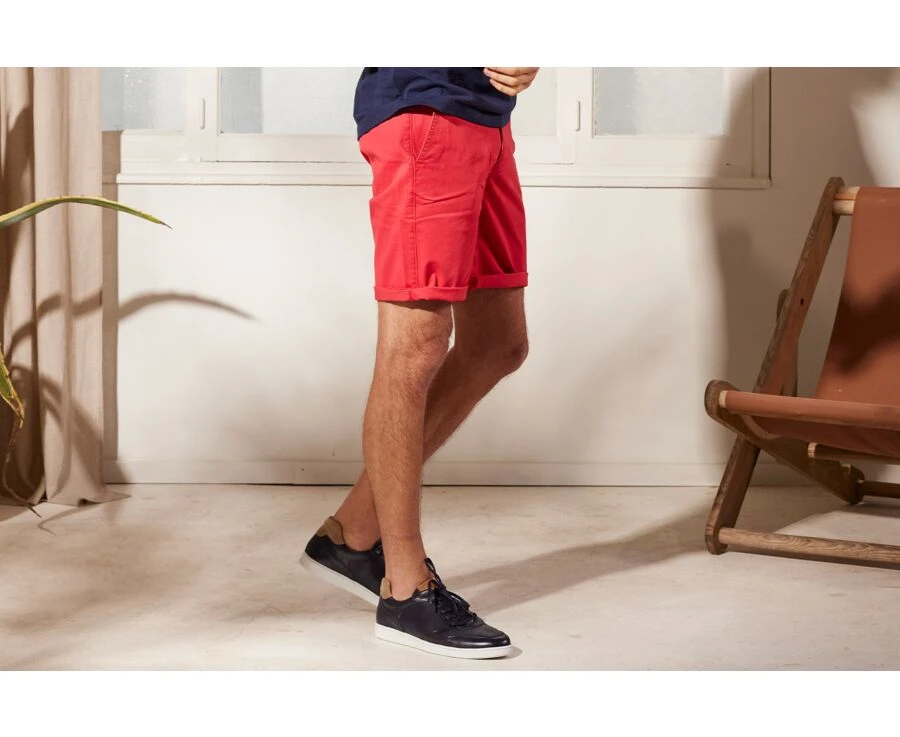 Bermuda Chino Homme Framboise Vif - BARRY 3 Bermuda Chino Homme Framboise Vif - BARRY – Image 3