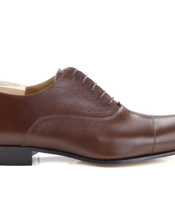 Richelieu Homme Châtaigne Grainé Semelle Cuir - BRISBURY