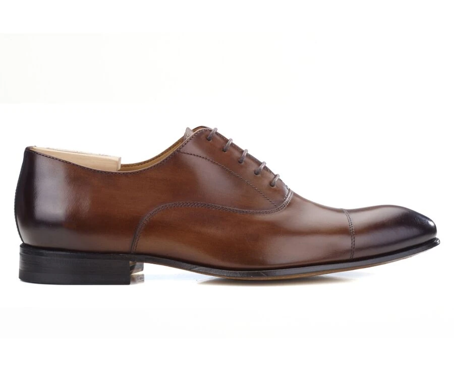 Richelieu Homme Cognac Patiné Semelle Cuir - BRISBURY 1 Richelieu Homme Cognac Patiné Semelle Cuir - BRISBURY