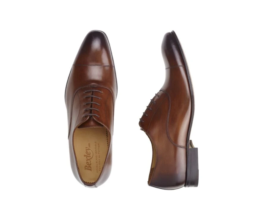Richelieu Homme Cognac Patiné Semelle Cuir - BRISBURY 3 Richelieu Homme Cognac Patiné Semelle Cuir - BRISBURY – Image 3