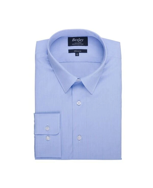 Chemise Bleu Ciel En Coton Double Fil - ALBERT CLASSIC