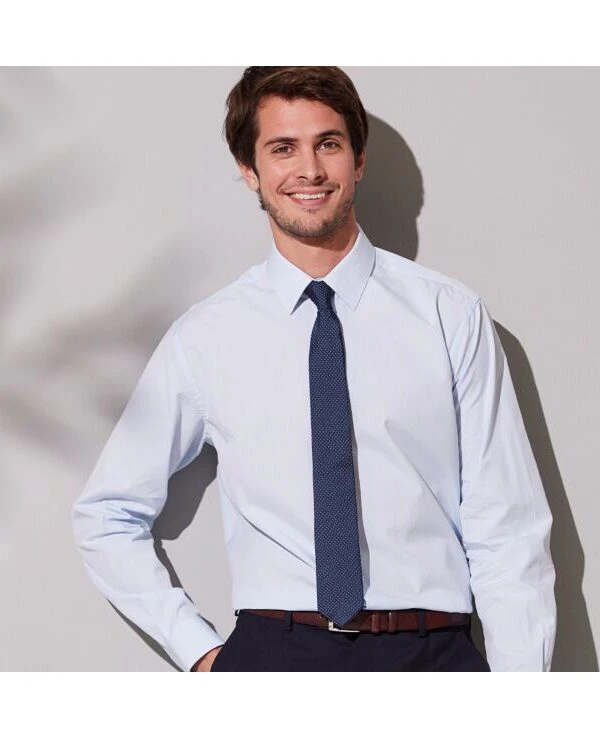 Chemise Bleu Pâle En Coton Double Fil - ALBERT CLASSIC
