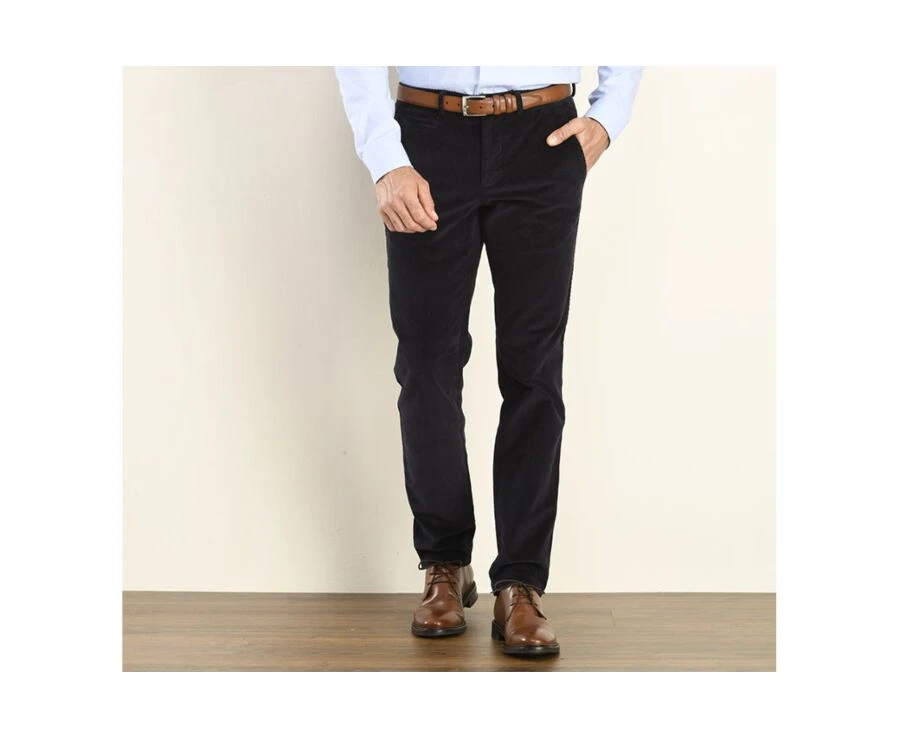 Pantalon Chino Velours Côtelé Homme Navy - NORMAN 1 Pantalon Chino Velours Côtelé Homme Navy - NORMAN