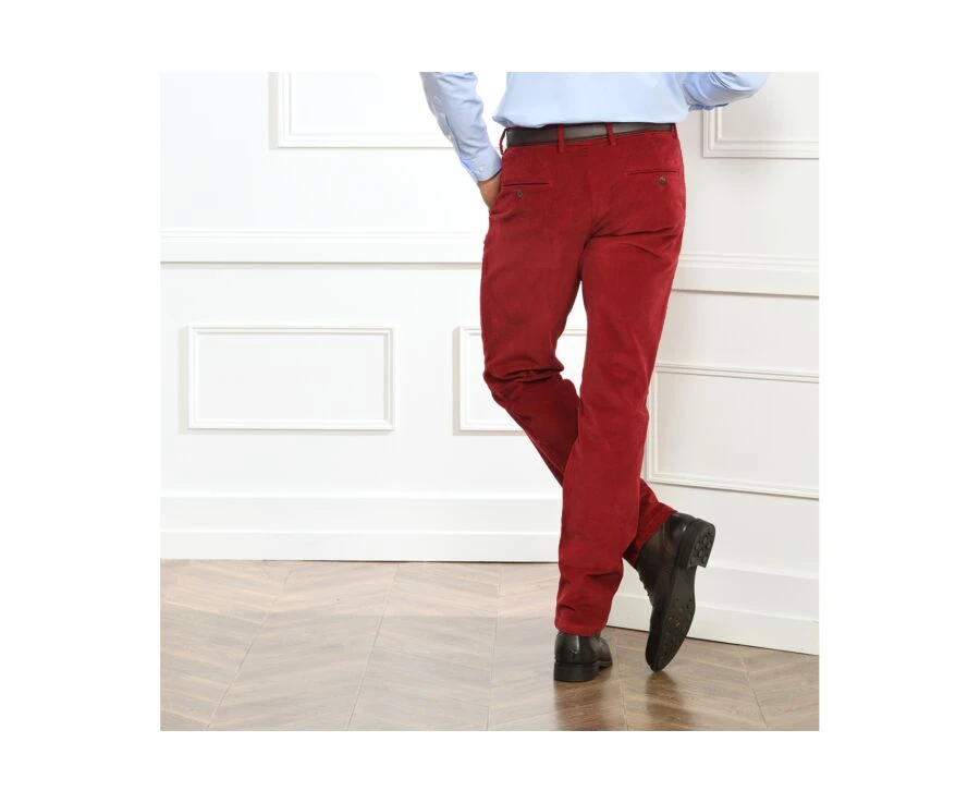 Pantalon Chino Velours Côtelé Homme Rouge Grenat - NORMAN 3 Pantalon Chino Velours Côtelé Homme Rouge Grenat - NORMAN – Image 3