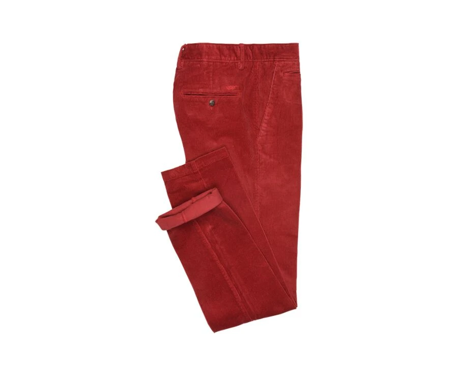 Pantalon Chino Velours Côtelé Homme Rouge Grenat - NORMAN 5 Pantalon Chino Velours Côtelé Homme Rouge Grenat - NORMAN – Image 5