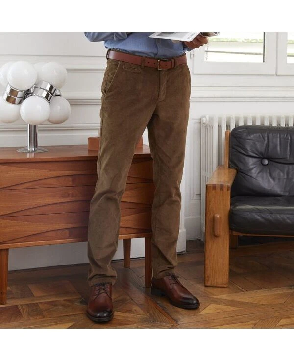 Pantalon Chino Velours Côtelé Homme Kaki Clair - NORMAN