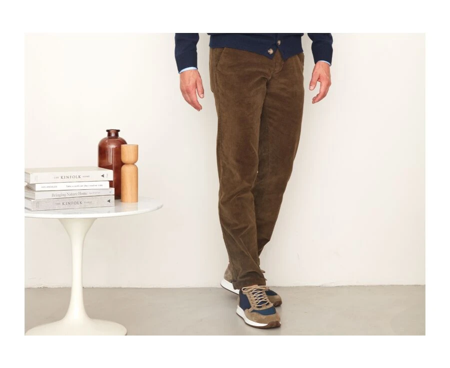 Pantalon Chino Velours Côtelé Homme Olive - NORMAN 2 Pantalon Chino Velours Côtelé Homme Olive - NORMAN – Image 2