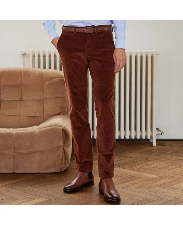 Pantalon Chino Velours Côtelé Homme Caramel Foncé - NORMAN