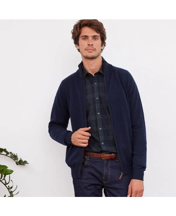 Gilet Zippé Homme Laine Bleu Marine - KANE
