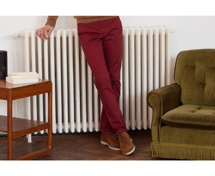 Pantalon Chino Homme Rouge Foncé - NIGEL II 1 Pantalon Chino Homme Rouge Foncé - NIGEL II