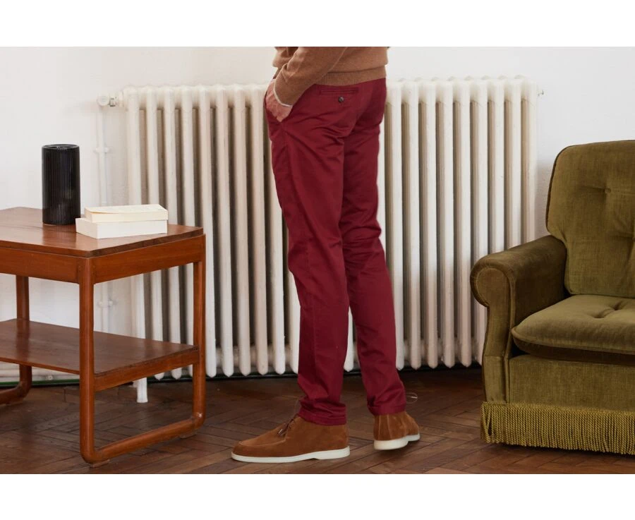 Pantalon Chino Homme Rouge Foncé - NIGEL II 3 Pantalon Chino Homme Rouge Foncé - NIGEL II – Image 3