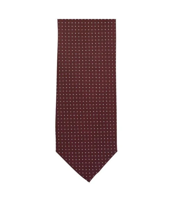 Cravate Homme Soie Bordeaux Micro Pois Bleu Ciel