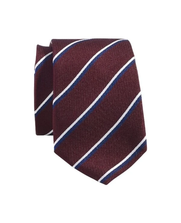 Cravate Homme Soie Bordeaux Rayée Marine Et Écru