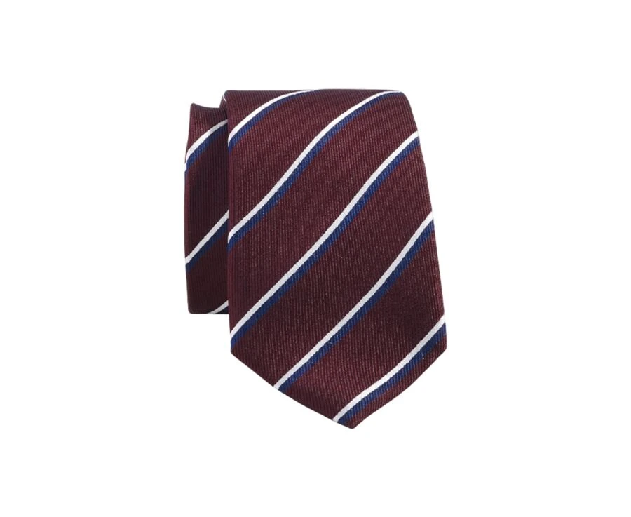 Cravate Homme Soie Bordeaux Rayée Marine Et Écru 1 Cravate Homme Soie Bordeaux Rayée Marine Et Écru