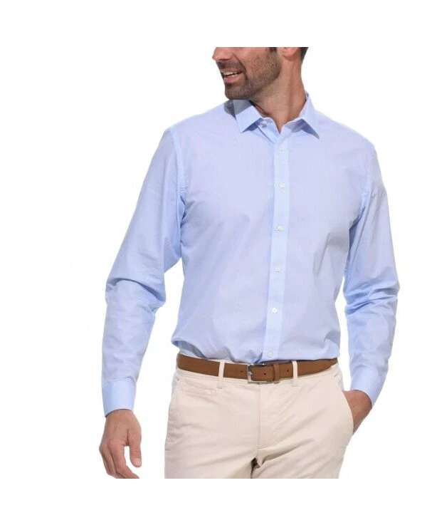 Chemise Blanche Imprimée Motifs Bleus - Col Français - OSCAR
