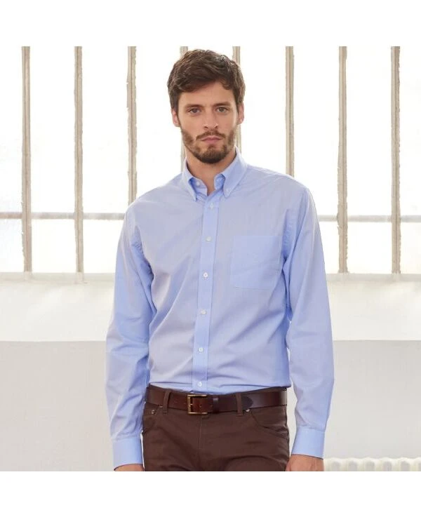 Chemise Bleu Ciel Coton - Col Américain - TOMMY