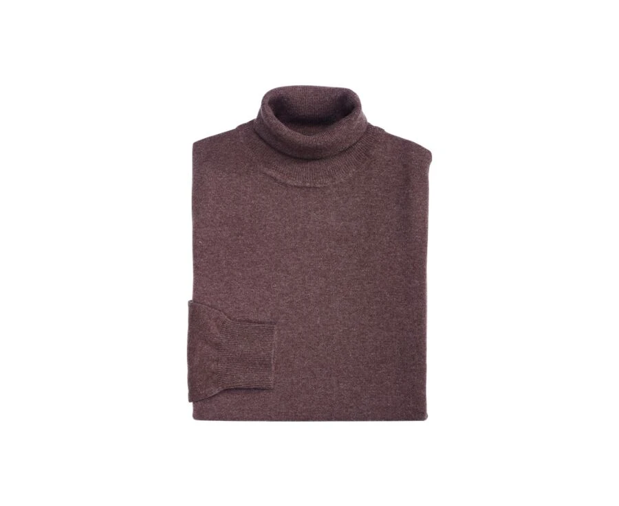 Pull Laine Homme Col Roulé Marron Brun - EMERIC 4 Pull Laine Homme Col Roulé Marron Brun - EMERIC – Image 4