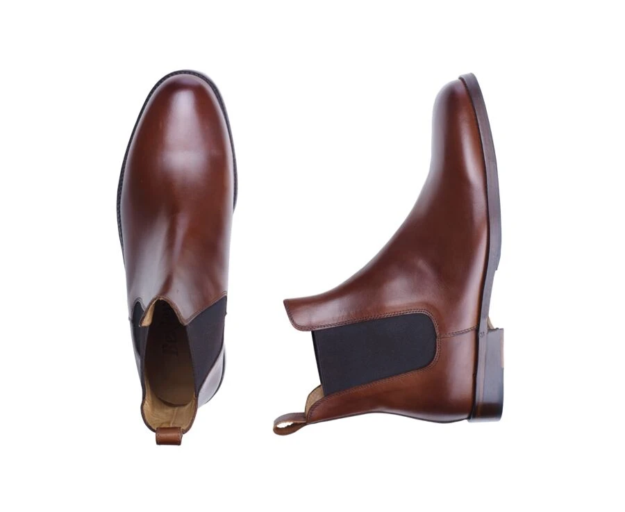 Chelsea Boots Cuir Homme Châtaigne Patiné - FLAGER PATIN 3 Chelsea Boots Cuir Homme Châtaigne Patiné - FLAGER PATIN – Image 3