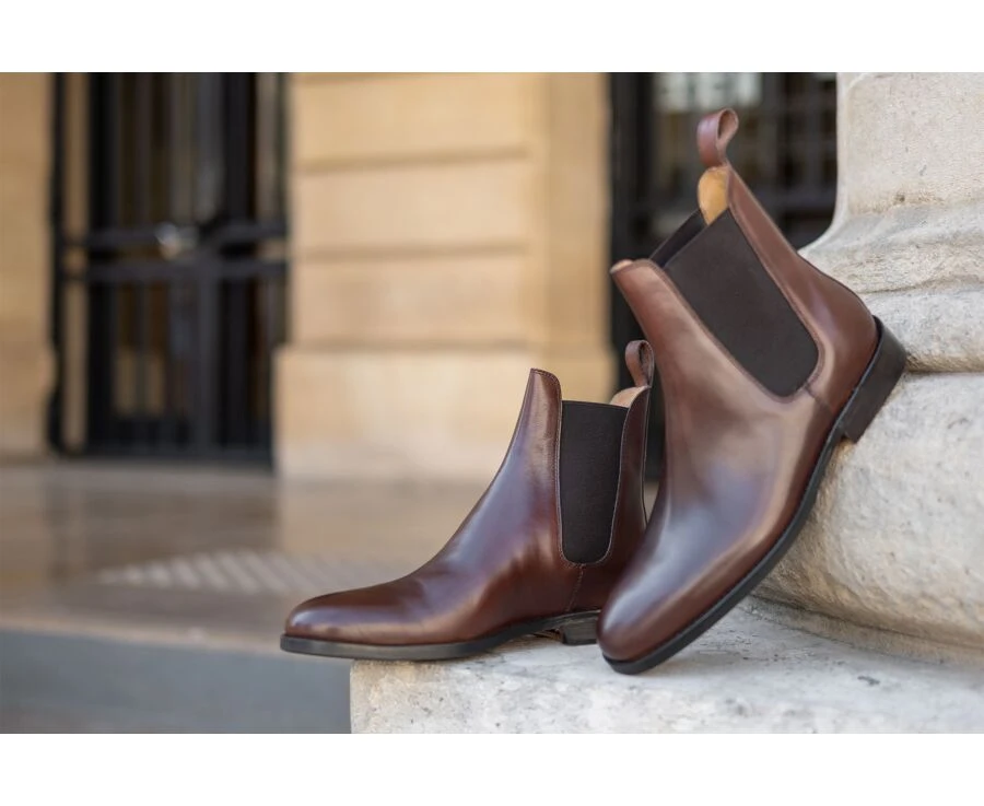 Chelsea Boots Cuir Homme Châtaigne Patiné - FLAGER PATIN 6 Chelsea Boots Cuir Homme Châtaigne Patiné - FLAGER PATIN – Image 6