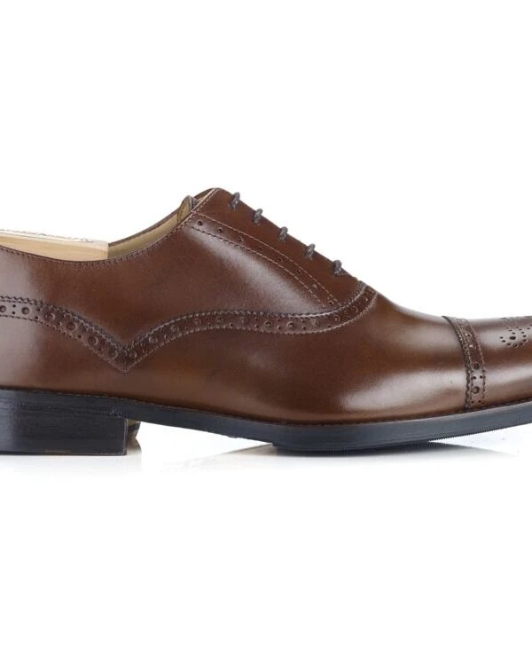 Richelieu Homme Châtaigne Patiné Semelle Cuir Avec Patin - HILCOTT PATIN