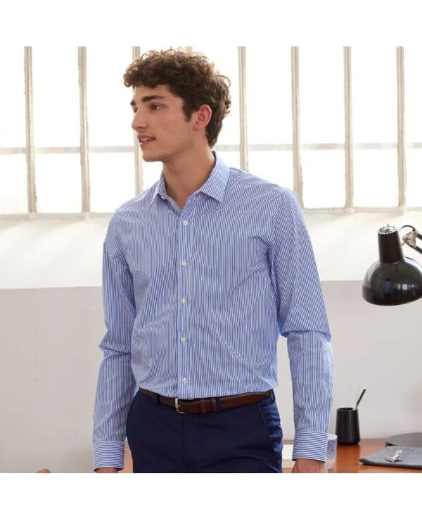 Chemise Coton Rayée Bleu Et Blanc - MAXIMILIEN