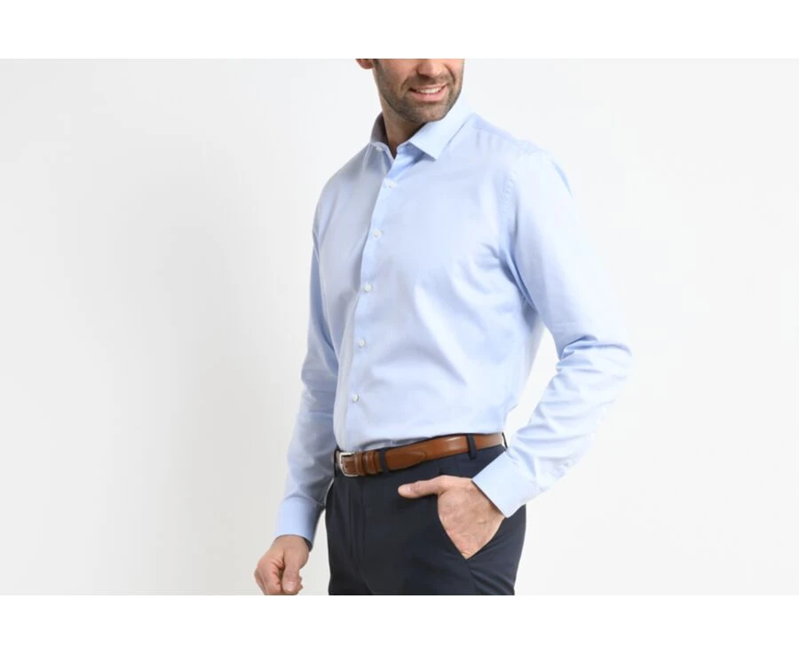 Chemise Coton Bleu Pâle - Col Français - PATERNE CLASSIC 3 Chemise Coton Bleu Pâle - Col Français - PATERNE CLASSIC – Image 3