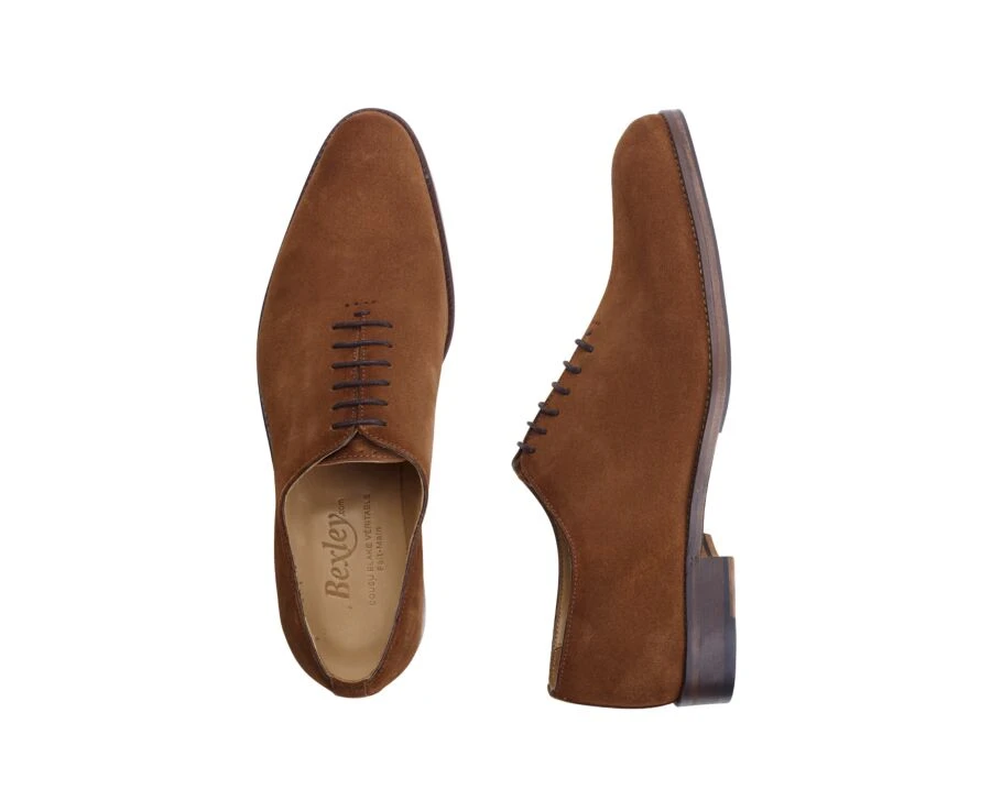 Richelieu Homme Velours Cognac Semelle Cuir Avec Patin - PETER PATIN 3 Richelieu Homme Velours Cognac Semelle Cuir Avec Patin - PETER PATIN – Image 3
