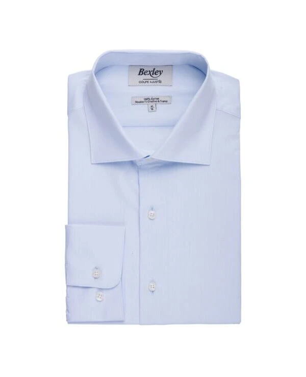 Chemise Bleu Pâle Coton Popeline - Col Italien - LUDOVICO CLASSIC