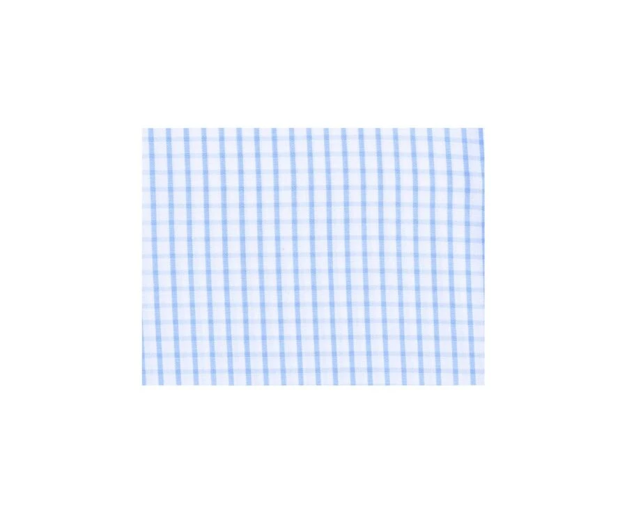 Chemise Blanche à Carreaux Bleus Clairs - Col Français - ALFIERO 7 Chemise Blanche à Carreaux Bleus Clairs - Col Français - ALFIERO – Image 7