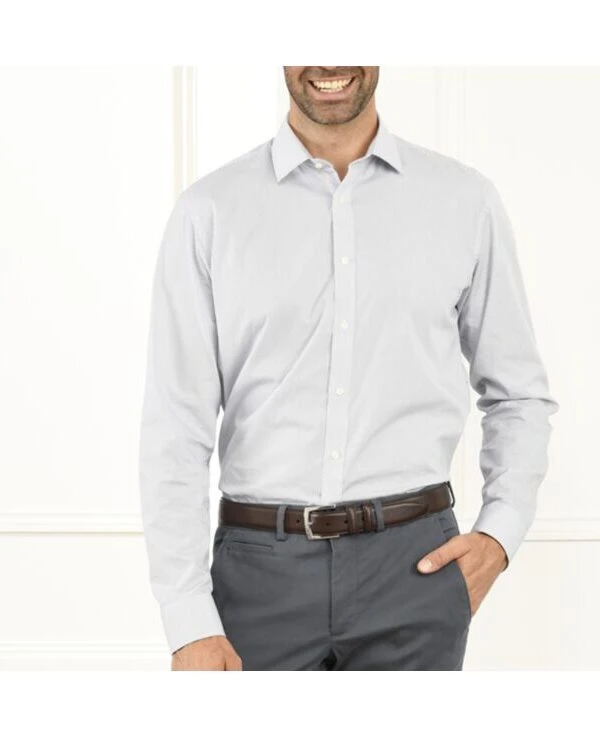 Chemise Blanche Imprimée Motifs Bleus - Col Français - BERANGER