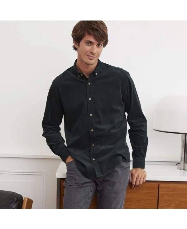 Chemise En Velours Vert Foncé - WAYNE