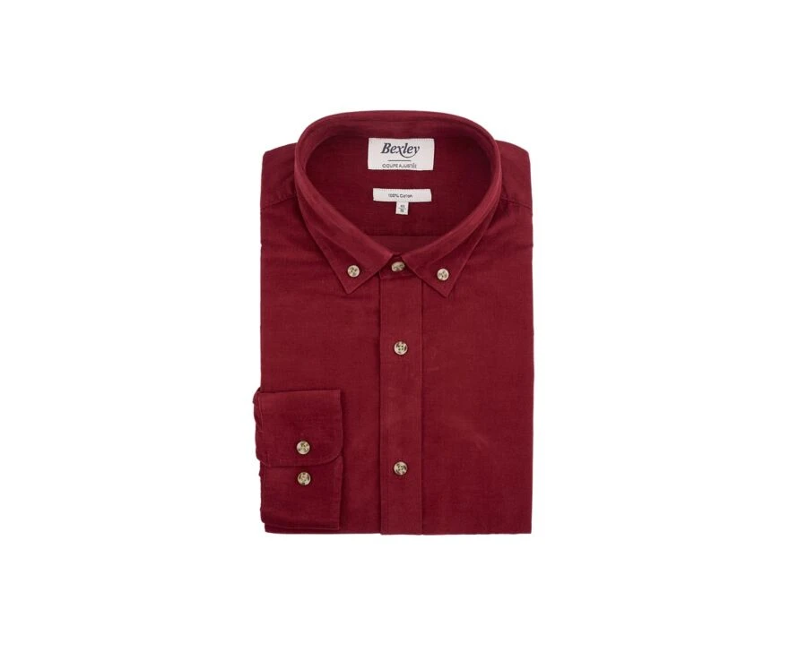 Chemise En Velours Rouge Sombre - WAYNE 4 Chemise En Velours Rouge Sombre - WAYNE – Image 4