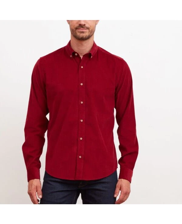 Chemise En Velours Rouge Sombre - WAYNE