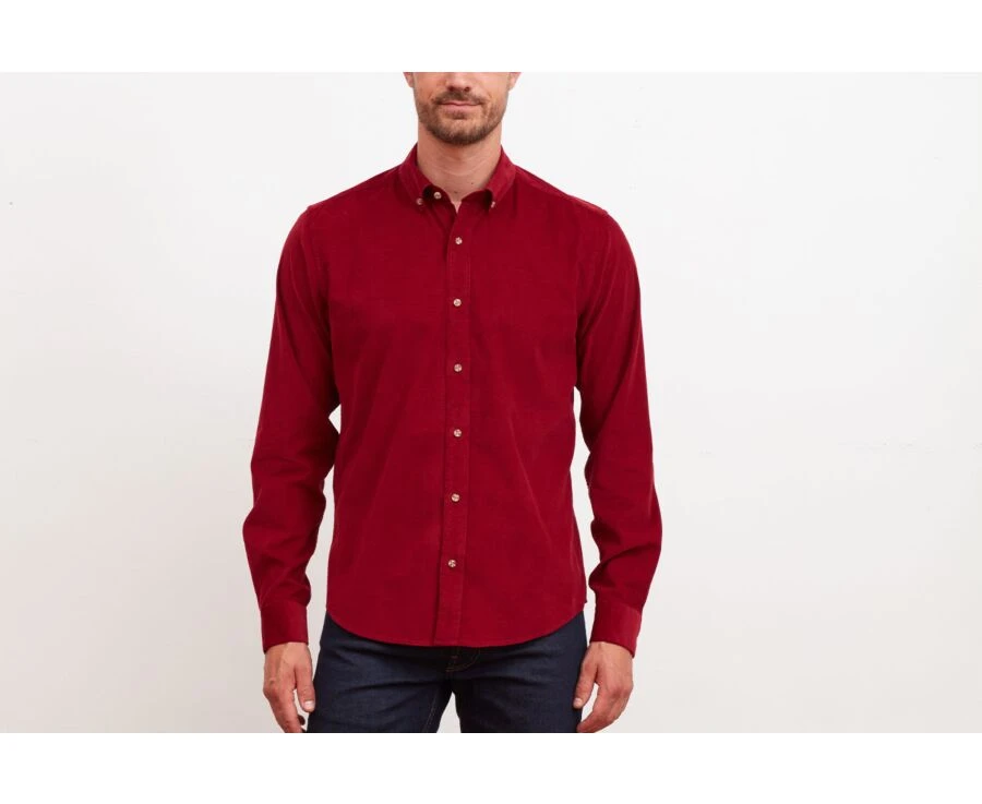 Chemise En Velours Rouge Sombre - WAYNE 1 Chemise En Velours Rouge Sombre - WAYNE