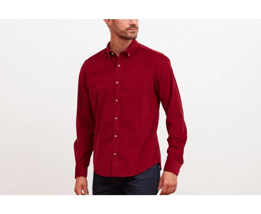 Chemise En Velours Rouge Sombre - WAYNE 3 Chemise En Velours Rouge Sombre - WAYNE – Image 3