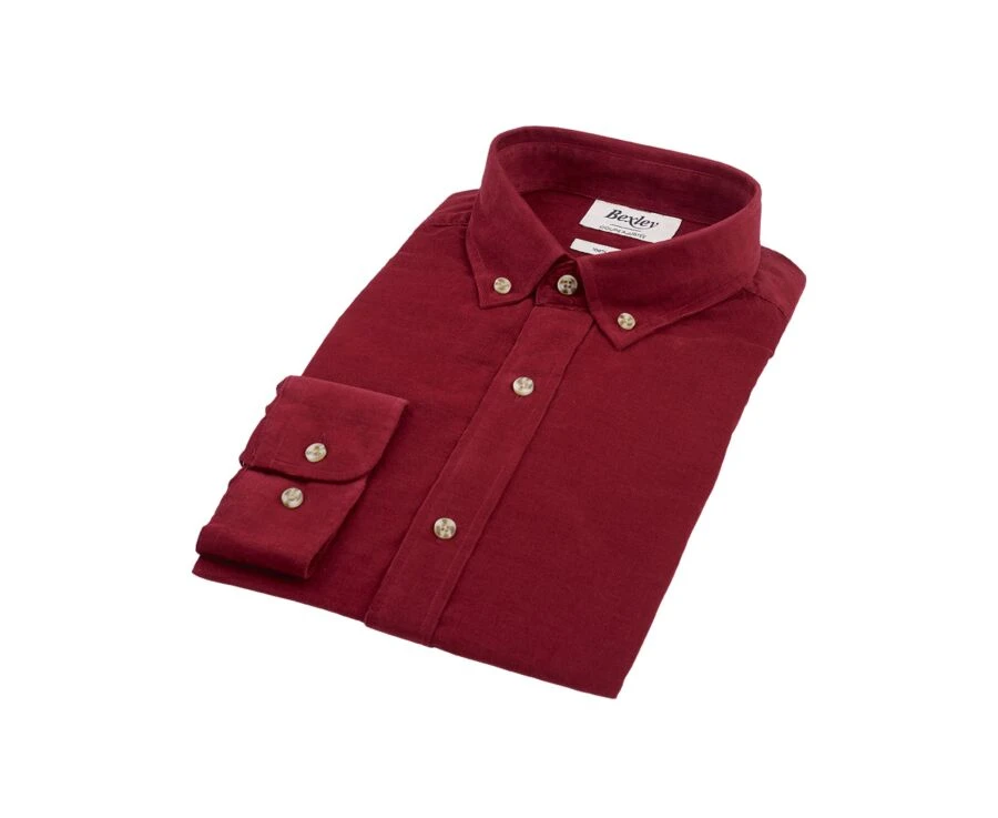 Chemise En Velours Rouge Sombre - WAYNE 5 Chemise En Velours Rouge Sombre - WAYNE – Image 5