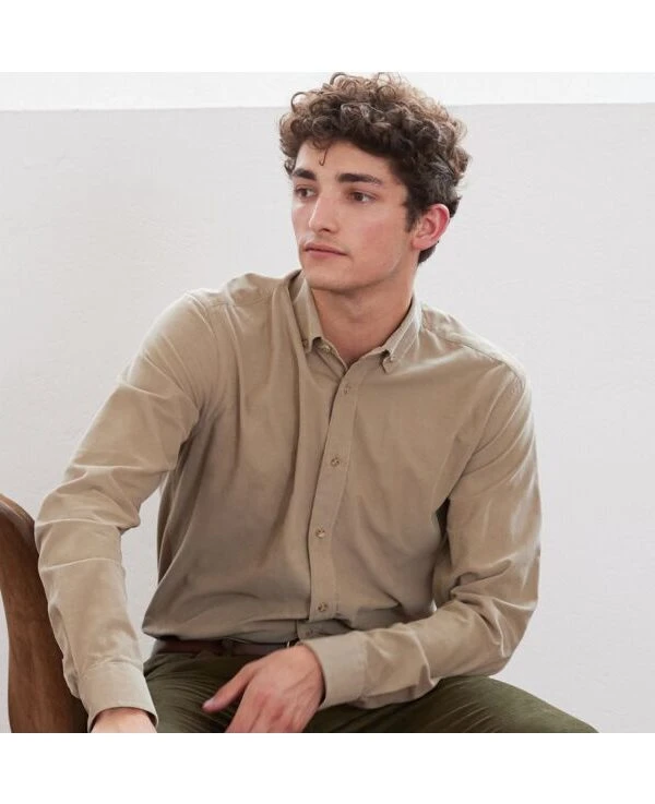Chemise En Velours Taupe Clair - WAYNE
