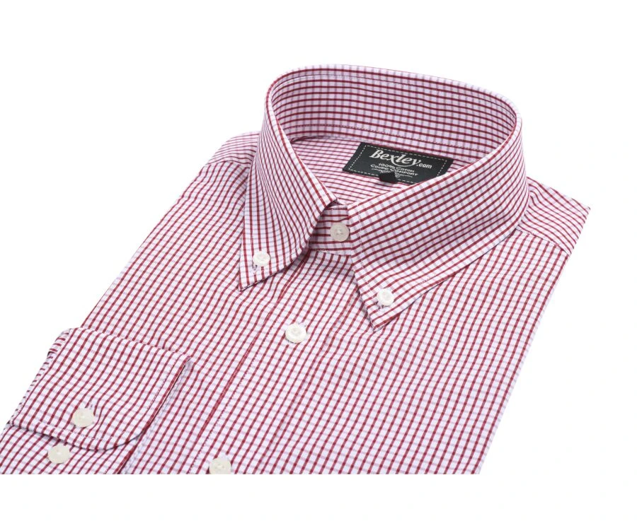 Chemise Coton Blanche Carreaux Rouge - Poche - SCOTT 4 Chemise Coton Blanche Carreaux Rouge - Poche - SCOTT – Image 4