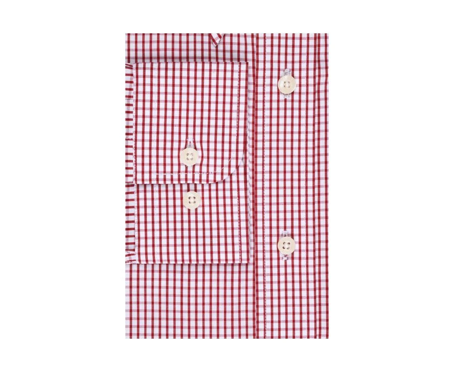 Chemise Coton Blanche Carreaux Rouge - Poche - SCOTT 5 Chemise Coton Blanche Carreaux Rouge - Poche - SCOTT – Image 5