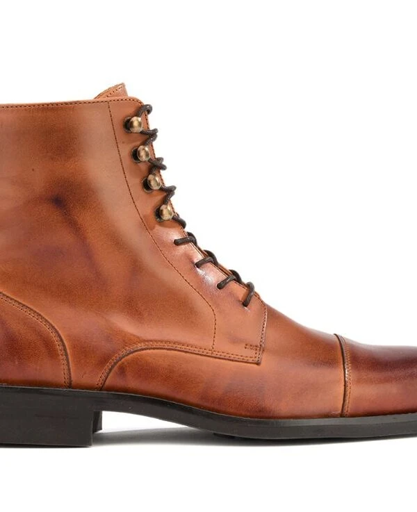 Derby Boots Homme à Lacets Châtaigne Patiné - ENFIELD II GOMME CITY