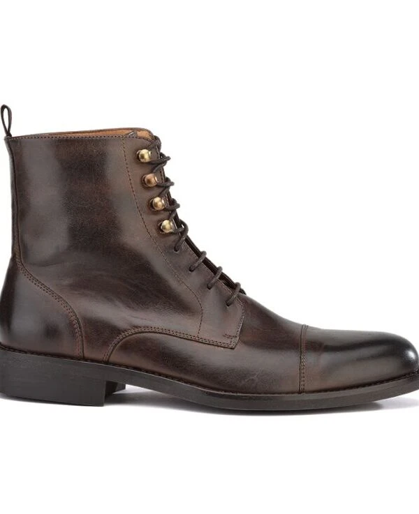 Derby Boots Homme à Lacets Chocolat Patiné - ENFIELD II GOMME CITY