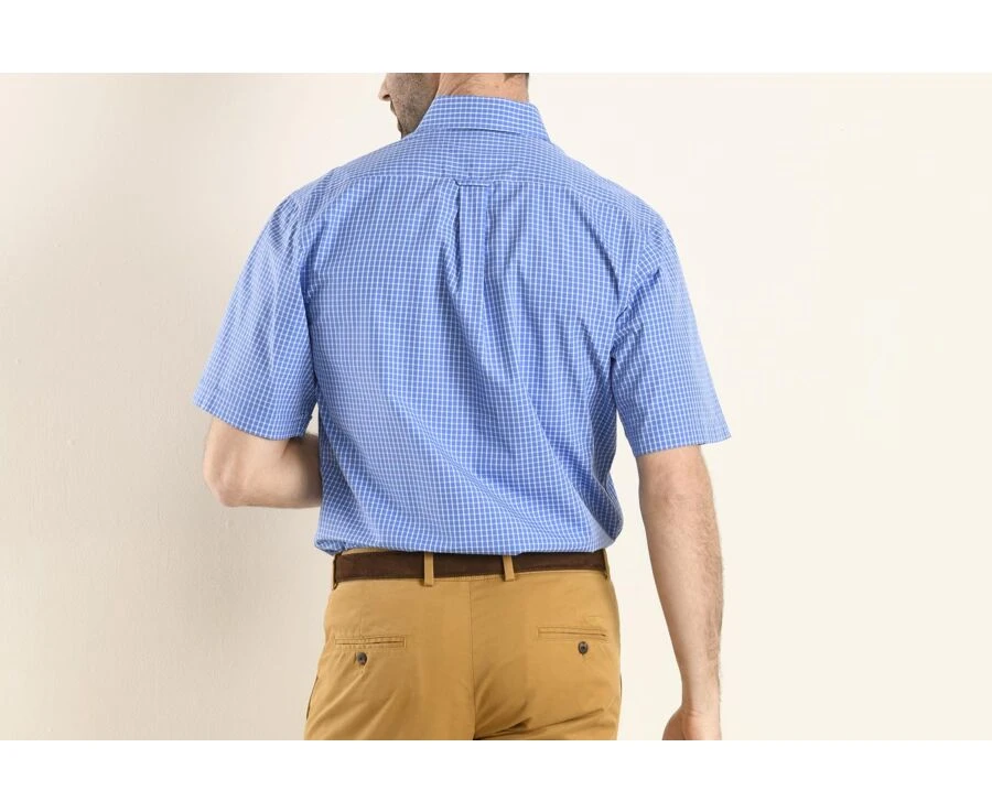 Chemise Bleue à Carreaux Blancs - Poche - TRAVIS MC 2 Chemise Bleue à Carreaux Blancs - Poche - TRAVIS MC – Image 2