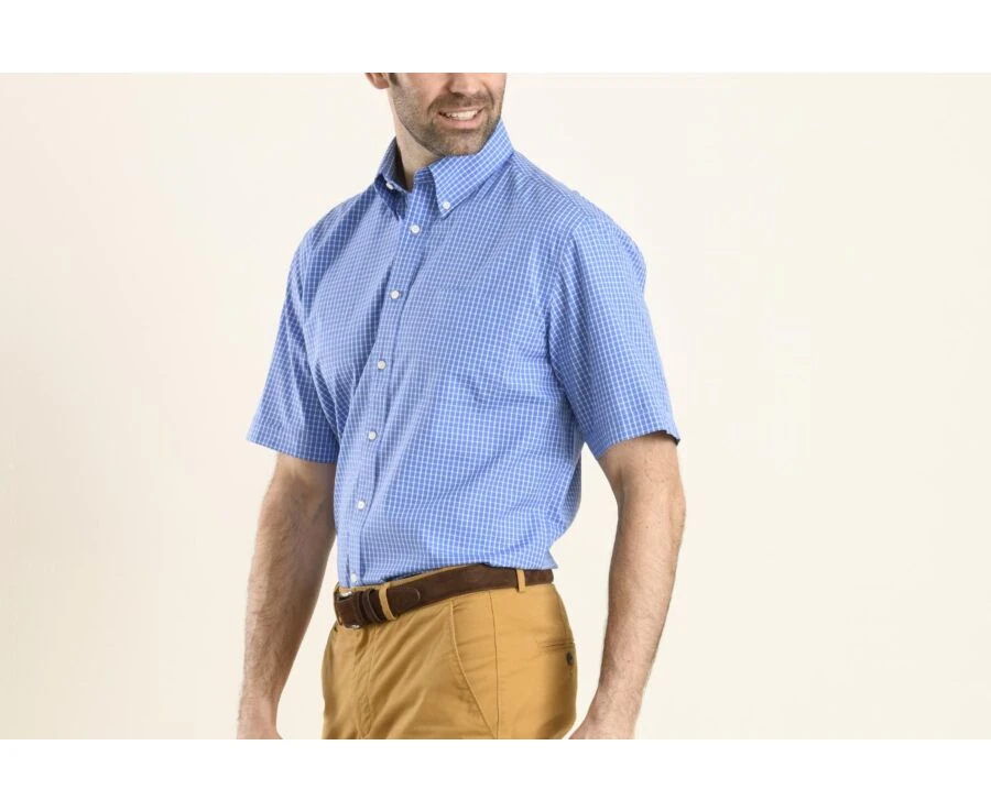 Chemise Bleue à Carreaux Blancs - Poche - TRAVIS MC 3 Chemise Bleue à Carreaux Blancs - Poche - TRAVIS MC – Image 3