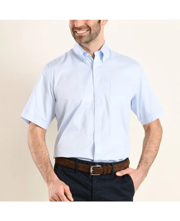 Chemise Coton Bleu Pâle - Col Américain - PATRICK MC